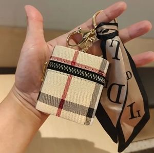 Mini Keychain Bag, Faux Leather Zipper Coin Purse, Scarf Decor